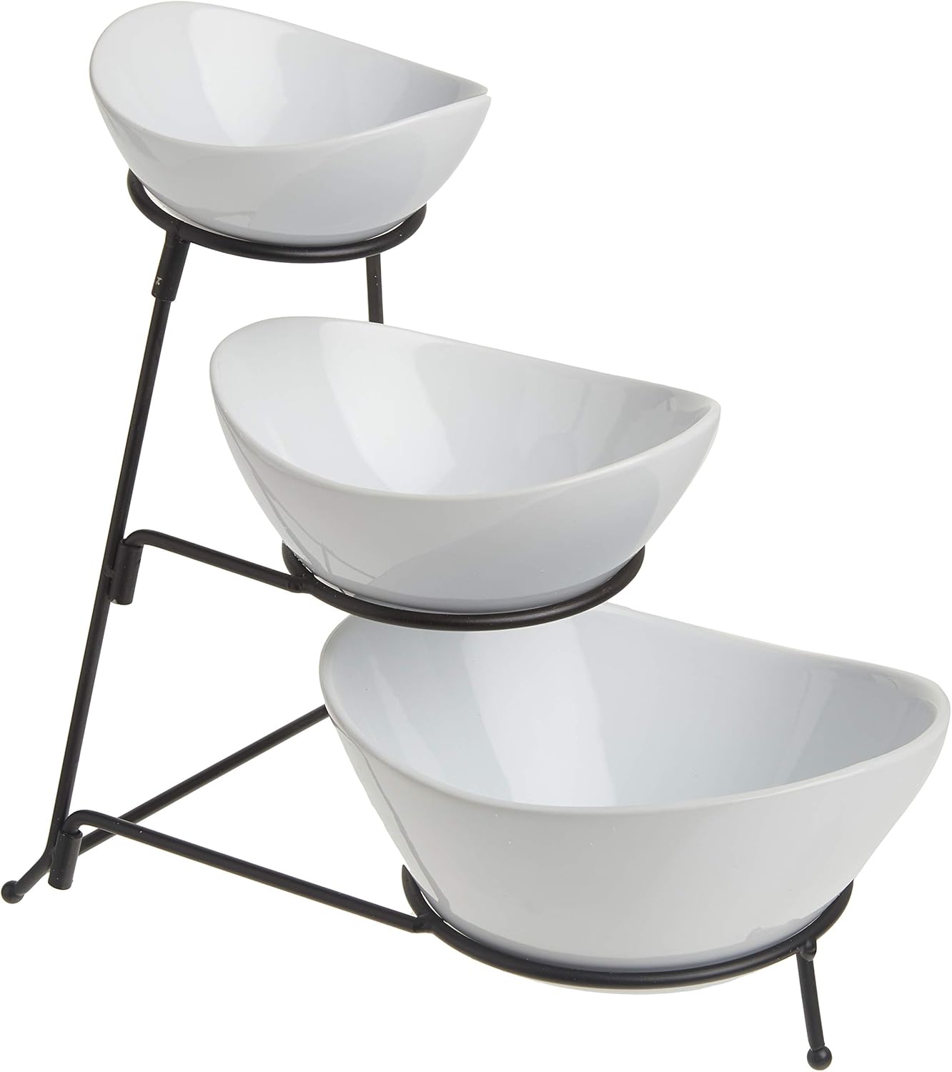 Gibson Elite Gracious Dining Dinnerware, 3-Tier Oval Bowl, White with Stand Gibson Elite Gracious Dining Dinnerware, 3-Tier Oval Bowl, White with Stand